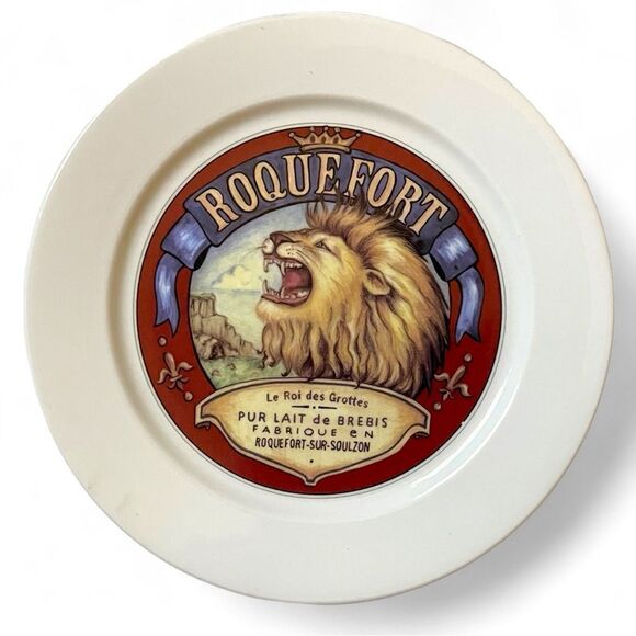 Y2K Restoration Hardware French Cheese Motif Design Appetizer 8” Plate Set of 4 - Picture 5 of 16